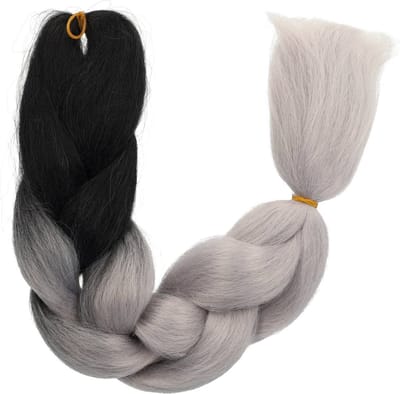 Haarsoires Imitatiehaar - Jumbo Braids 60cm - Hairextensions - Grijs zwart - Braiding Hair - Vlechthaar - Vlechtextentions