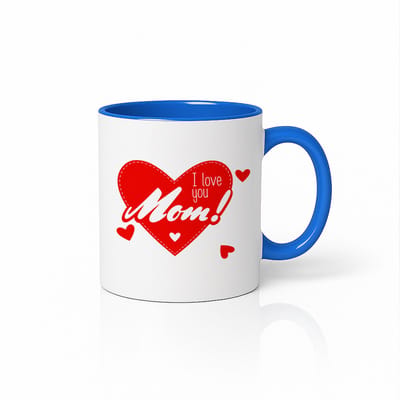 I Love You Mom Mok - Blauw & Wit - Hart Design - Uniek Moederdag Cadeau