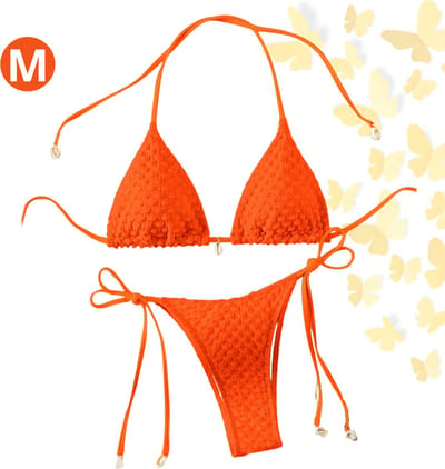 Livano Bikini Dames - Meisjes Bikini - Badpak - Push Up - Vrouwen Badkleding - Zwemmen - Sexy Set - Top & Broekje - Rood Oranje - Maat M