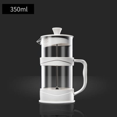 Plastic Deksel French Press Koffiepot Roestvrij Staal Glas Koffiezetapparaat Multifunctionele Handmatige Schenkpot Koffie Accessoires white