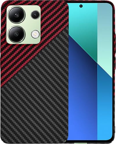 Hoesje geschikt voor Xiaomi Redmi Note 13 4G - Techsuit Carbonite FiberShell Carbon Back Cover - Rood/Zwart