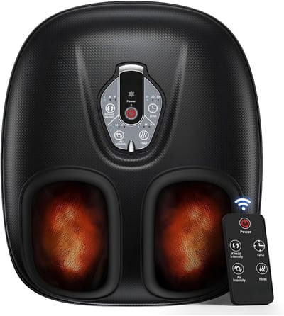 JCP® Voetmassageapparaat - Draagbare Voetmassager met Warmtefunctie - Elektrische Voetmassager - Zwart - 39cm x 32cm x 19cm