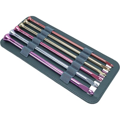 12 Delige Tunesische Haaknaald Set 3-10mm 24cm Lang Kleurrijke Aluminium Haaknaalden met Draagbare Opbergtas voor Onderzetter