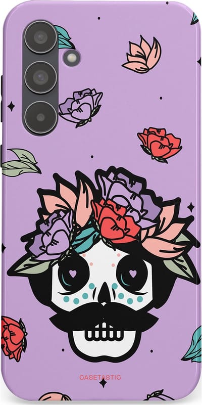Casetastic Hoesje Geschikt voor Samsung A55 - Stijlvolle Beschermende Duo-layer Case - Schedel Snor