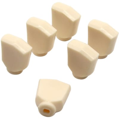 6 Stuks Houten Folk Elektrische Gitaar Stemmechanieken Handvat Knop Hoofd Kap Handvat Plastic Trapezoïde Hand Zonder Installatieschroeven Gat beige