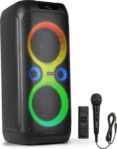 Partybox - Fenton Core160 - Bluetooth speaker met lichteffecten - Met microfoon en oplaadbare accu