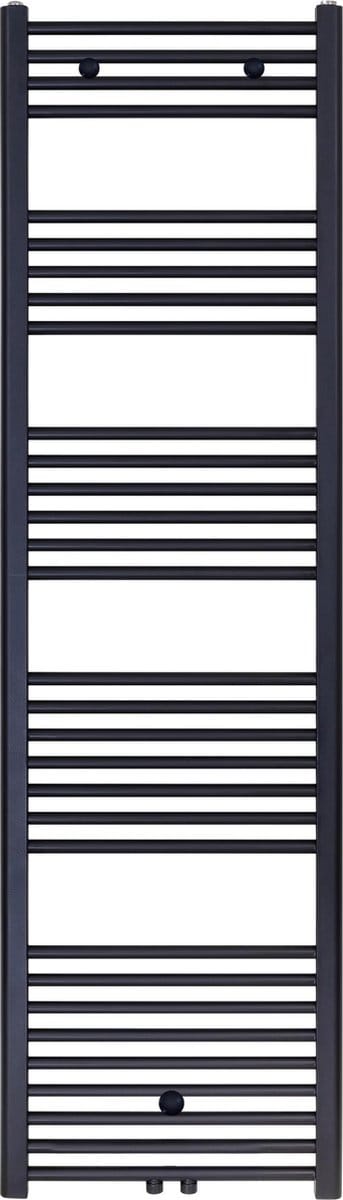 Rad-ion Handdoekradiator Middenaansluituing Met Aansluitset Voor Midden Uitgang Muur 1600x500 Geborsteld Mat Zwart
