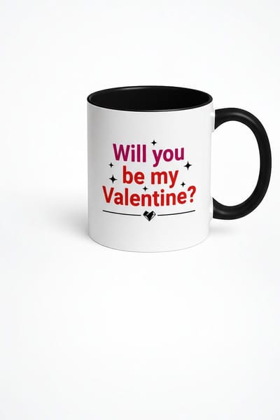 Valentijn Mok "Will you be my Valentine?" - Romantisch Cadeau voor Liefde & Aanzoek - Wit met Zwart Handvat
