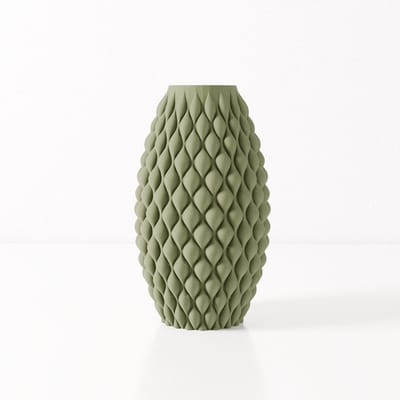 Fleuriek vaas AMELIA - Groen H30 cm - Slanke designvaas met reliëfpatroon - Moderne decoratie voor tafel of dressoir - Bolvormig patroon