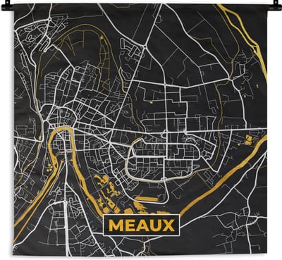 Wandkleed - Wanddoek - Kaart - Frankrijk - Meaux - Stadskaart - Plattegrond - 180x180 cm - Wandtapijt