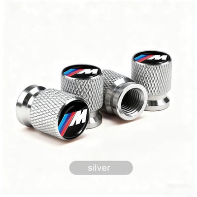 4 Stuks Auto Wiel Band Ventieldopjes Luchtventiel Steel Voor BMW M8 M7 M6 M5 M4 M3 M2 M1 F30 F10 F15 E30 E46 E90 E60 3 Serie 5 Serie 7 Serie zilver