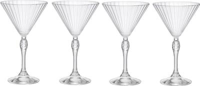 ​Bormioli Rocco Martini Glazen America 20's - 240 ml - Set van 4 Cocktailglazen / Martiniglazen - Vintage Jaren '20 Design - Kristalhelder Glaswerk - Duurzaam & Vaatwasserbestendig voor Martini's en Cocktails​