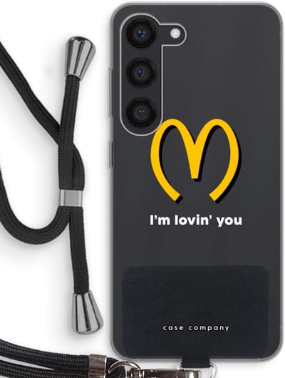 Case Company® - Hoesje met koord geschikt voor Samsung Galaxy S23 hoesje met Koord - I'm lovin' you - Telefoonhoesje met Zwart Koord - Bescherming aan alle Kanten en Over de Schermrand