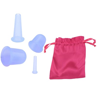 4 stuks set Siliconen Vacuüm Lichaamsmassage Hulp Anti Cellulitis Massager Bekers Cupping (Blauw) blauw