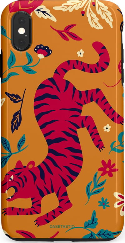 Casetastic Hoesje Geschikt voor Apple iPhone Xs Max - Stijlvolle Beschermende Duo-layer Case - Zonnetijger