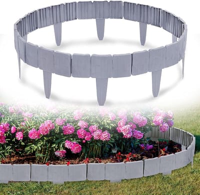 Gazonrand Steenlook - Tuinrand Afscheiding - Tuin Ordenen - Flexibel Insteeksysteem - 40 Stuks - Grijs