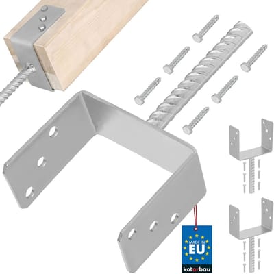 KOTARBAU® 2 st Paalhouder Beton, Verzinkt Staal, 141 mm, Zilver, Paaldrager in Beton Storten, Betonanker voor Houten Palen, Paalhouder Schutting Beton