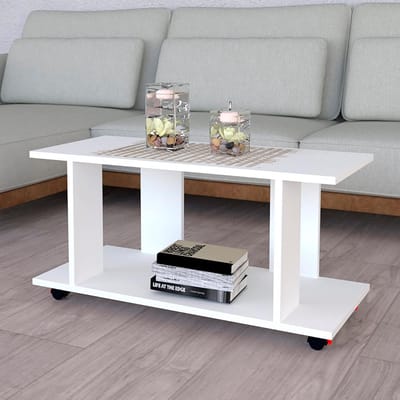 Verrijdbare Salontafel met 360° Draaibare Wielen en Rem
