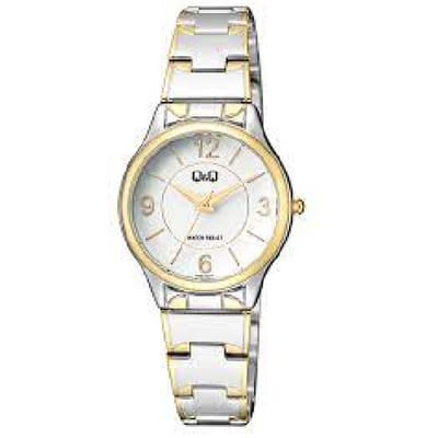 Q&Q-model Q38b-001py-dameshorloge-goud/zilverkleurig-3 bar waterdicht-verstelbare band