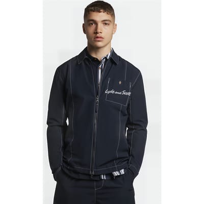 Lyle & Scott Panelled Overshirt Dark Navy Size: XS | Light Jackets Outlet | Heren | Zwart