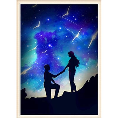 5D Diy Diamond Painting Cross Stitch  Lover Under Starry Sky  Diamantborduurwerk Woondecoratie 20X30CM blue