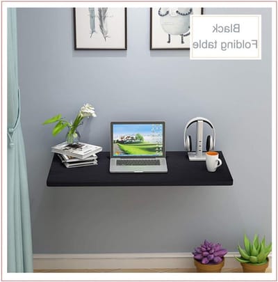 Wandtafel Klapbaar - Eettafel Bureau - Ruimte Besparen - Massief Hout - 120x40cm - Zwart