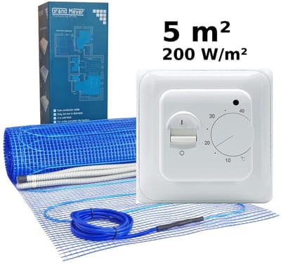 Elektrische vloerverwarmingsset 5 m², 200 W/m² + MST-1 thermostaat