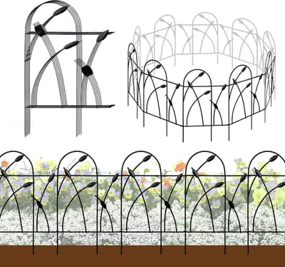 Metalen decoratieve tuinhekrand, 81 cm x 4,87 m, roestvrij smeedijzeren landschapshek voor bloembed, bomen, dierenbarrière