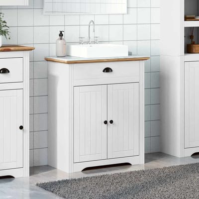 vidaXL - Wastafelkast - BODO - 70x35x80 - cm - wit - en - bruin