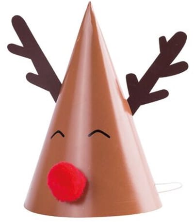 ARTYFETES - 8 Rudolph papieren hoedjes met rode pompon 11 x 17 cm voor Kerstmis