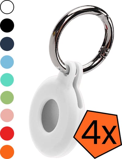 Hoesje Geschikt voor Apple AirTag 2e generatie Sleutelhanger Hoes Siliconen Hoesje - Siliconen Hoesje Geschikt voor Apple AirTag 2 - Sleutelhanger Hoesje - Wit - 4 PACK