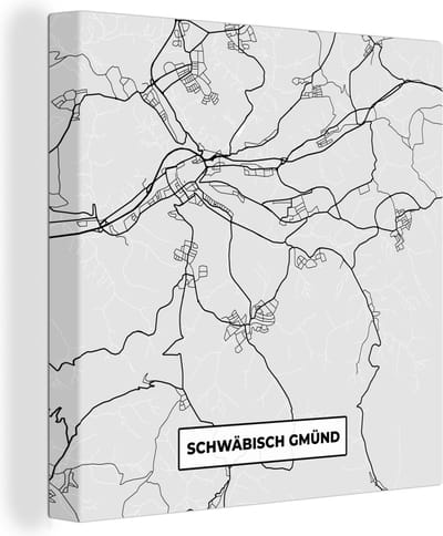Canvas Schilderij Kaart - Schwäbisch Gmünd - Duitsland - Plattegrond - Stadskaart - 20x20 cm - Wanddecoratie