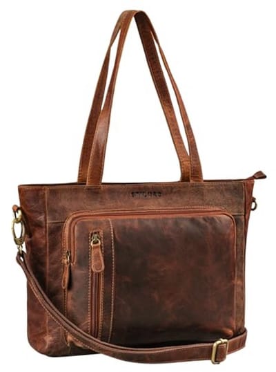 Vintage 3-in-1 Echt Leren Shopper Dames Handtas voor Laptop
