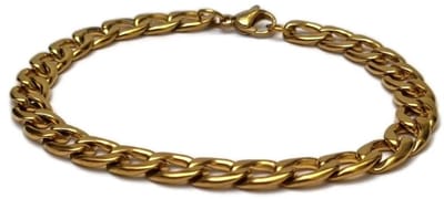Rvs sieraden- gourmet schakel armband goudkleur-dames en heren-22cm