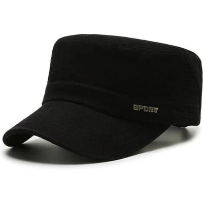 Hoed Heren Platte Militaire Hoed Is Eenvoudig En Veelzijdig, Middelbare Leeftijd Hoed Lente En Herfst Eendenbek Casual Mode Nieuwe Stijl black