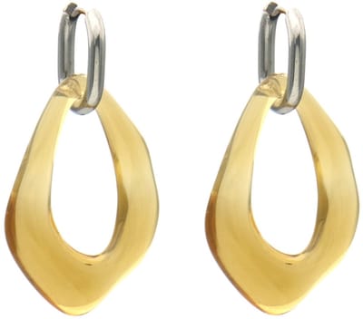 Oorbellen - RVS - acryl hanger - 4,5x2,5 cm - bruin