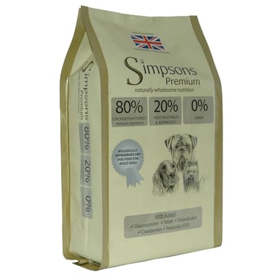 12kg 80/20 Gemengd Vlees & Vis Simpsons Premium Hondenvoer