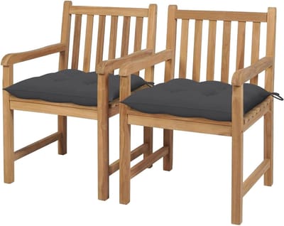 Tuinstoelen 2 stuks - Houten stoelen - Buiten Zitten - Met Kussens - Massief Hout - Antraciet