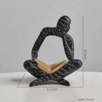 Individualistische Hars Handgemaakte Ambachten Sculptuur Denker Figuur Standbeeld Huisdecoratie Interieur Kantoor Bureau Ornamenten Cadeau black