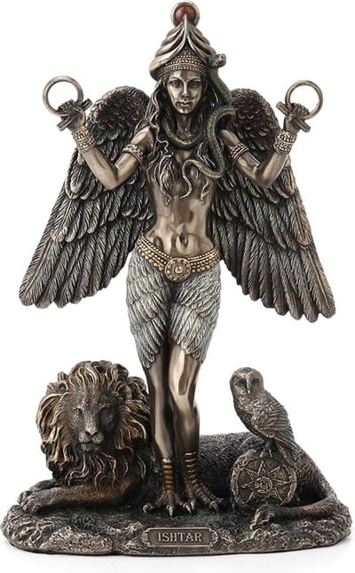 Veronese Design - Beeld/Figuur - Ishtar - Godin van Liefde, Oorlog en Seks - Beeldschoon en Zeer Gedetailleerd - Gebronsd - 22cm x 15cm x 9cm