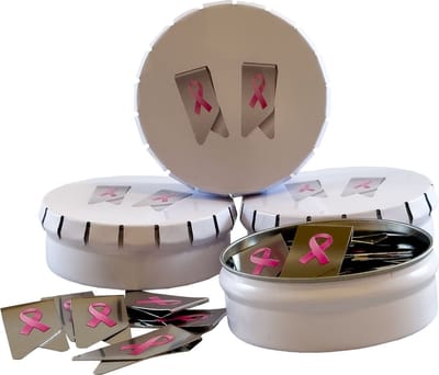 Paperclips met pink bow/ribbon | 4 blikje | 100 paperclips
