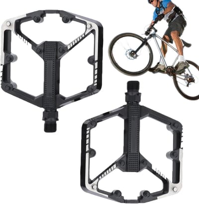 Platte Fietspedalen - Lichtgewicht Rijden - Fietsen Buiten - Soepele Drie Lagers - 23 x 12 cm - Zwart
