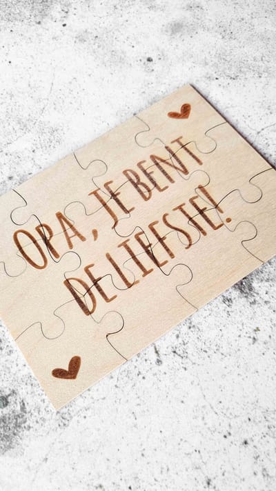 Houten puzzel A5 | Opa, je bent de allerliefste | Cadeautje voor opa | vaderdag cadeau