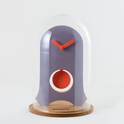 KLOQ - Koepelklok met Pendule - Bureau Klok - Batterijen Inbegrepen - Quartz Beweging - Niet-Tikkend Batterij Aangedreven - Lavendel Grijs en Neon Oranje - 21 cm x 21 cm x 31,5 cm