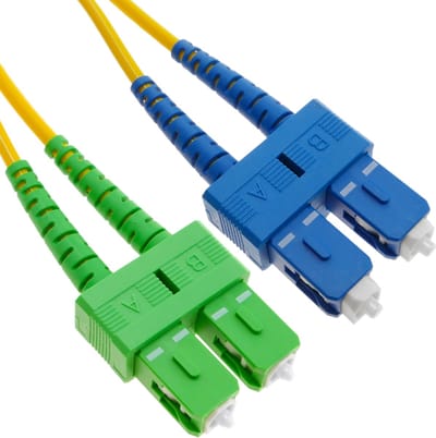 BeMatik - Glasvezelkabel SC / PC naar SC / APC single mode duplex 9/125 50 cm OS2