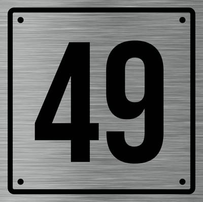 Huisnummerbord 49 - Incl. Schroeven en Pluggen – Acrylaat - 10 x 10 cm - RVS met Zwart