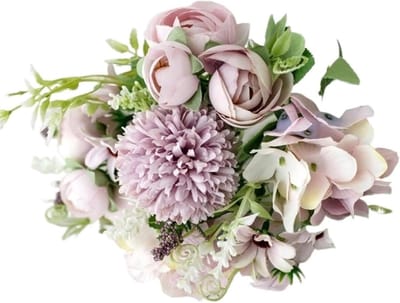 Bruiloft Boeket - Kunstbloemen Handboeket - Bruiloft Decoratie - Levensechte Zijden Bloem - 31 cm Hoog - Kleurrijk