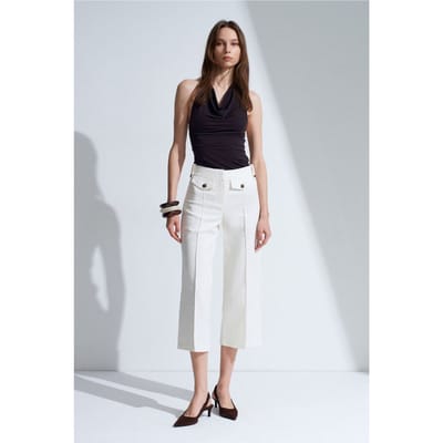 High-Waisted Katoenen Poplin Capri Culottes