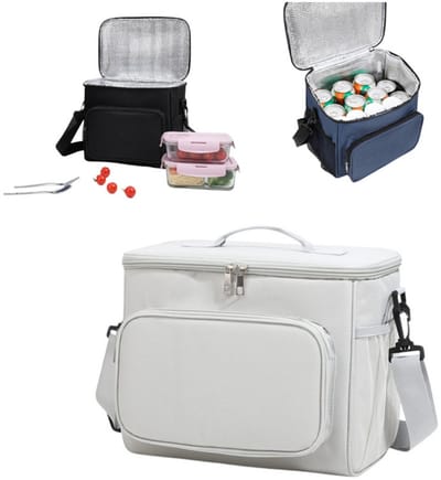 Geïsoleerde lunchtas – Herbruikbare lunchbox – Draagbare, zachte koeltas – Lekvrij ontwerp – Met verstelbare schouderband – Koeltas met grote inhoud – Picknicktas – Thermotas – Ideaal voor volwassenen (werk/picknicks) – 26 x 24 x 17 cm