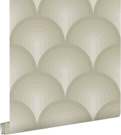 ESTAhome behang 3D-motief vergrijsd olijfgroen - 50 x 900 cm - 131120